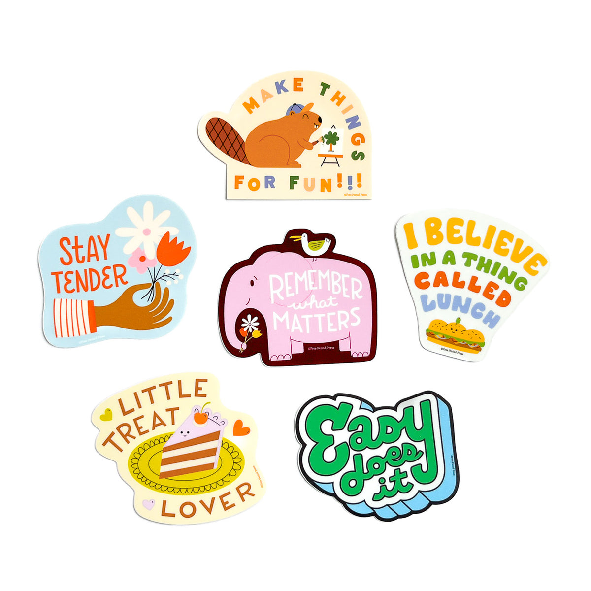 Feel Good Sticker Pack 6 Vinyl Decal Stickers | Free Period Press