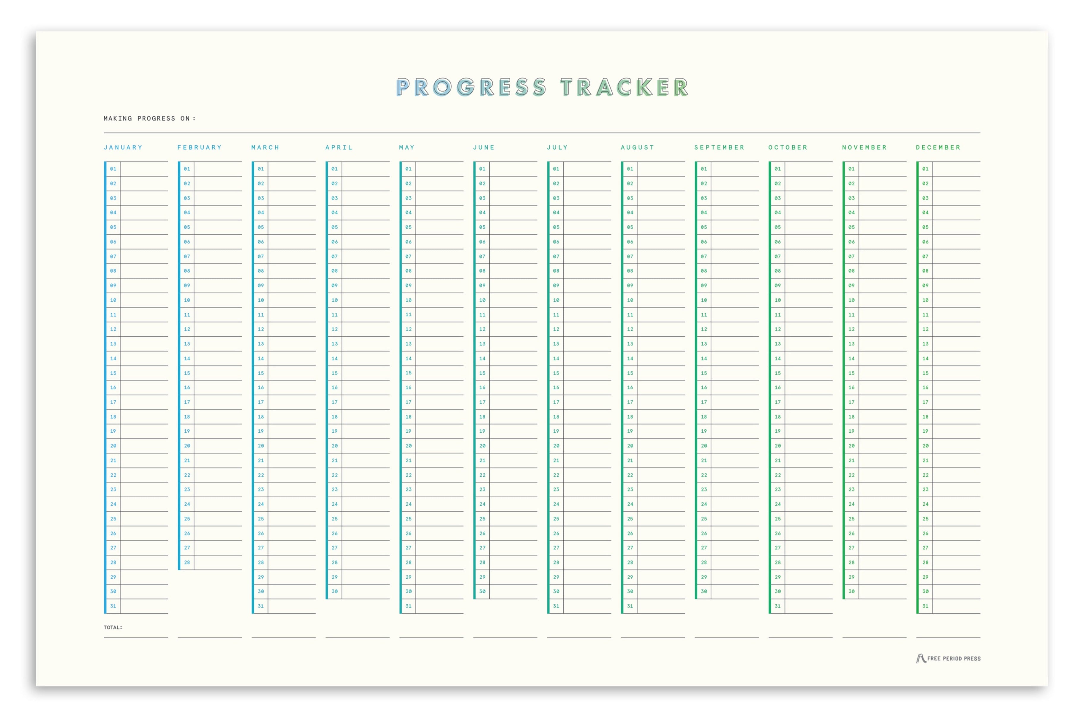 Progress Tracker Habit Tracker Poster Free Period Press