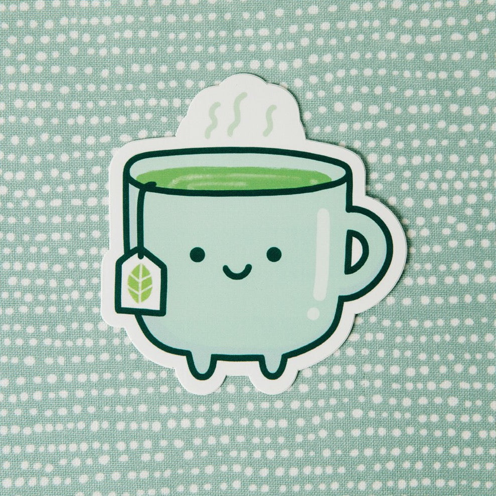 Green Tea Cup Vinyl Decal Sticker | Free Period Press