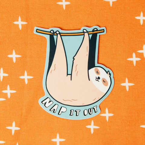 cute nap it out sloth vinyl decal sticker