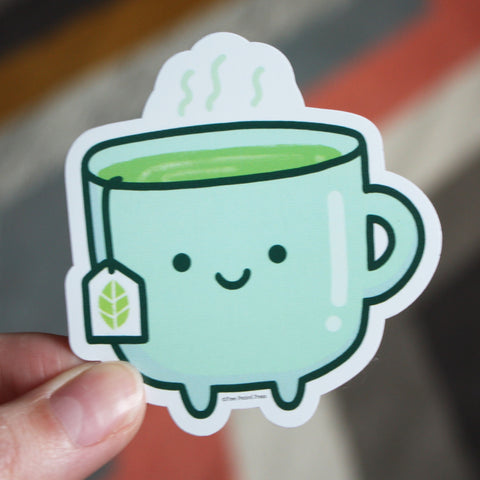 green tea cup vinyl decal sticker